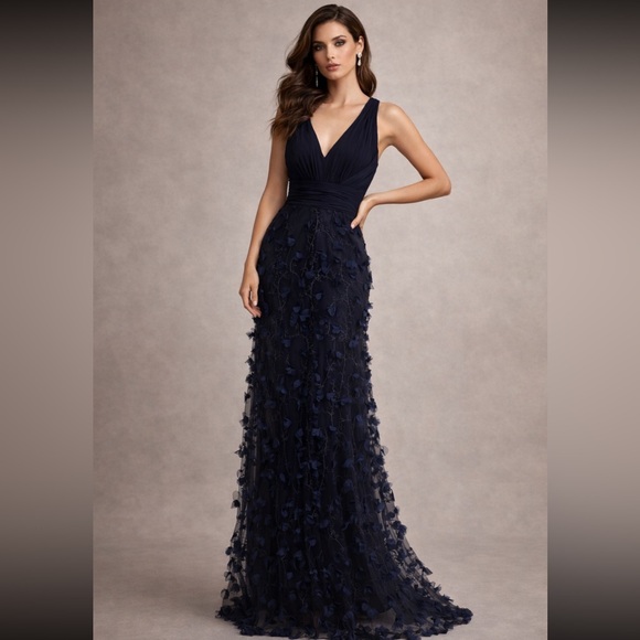 Aidan by Aidan Mattox Dresses & Skirts - Aidan by Aidan Mattox sleeveless embroidered V-neck long gown